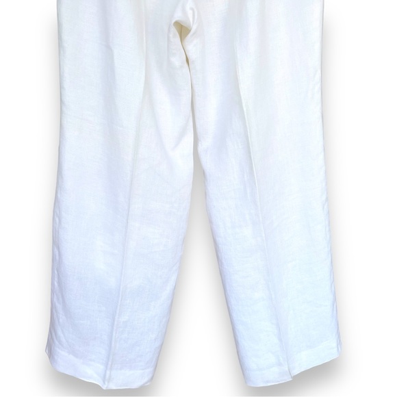 Talbots Irish Linen Flat Front White Pant Trousers Coastal Grandma Structured 10 - Picture 6 of 11